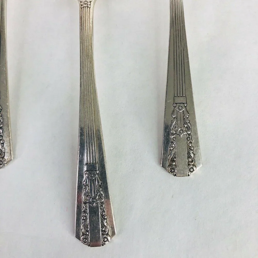 5‎ Teaspoons Wm A Rogers Oneida Sectional Lido Pattern Spoon Silverplate VTG Lot
